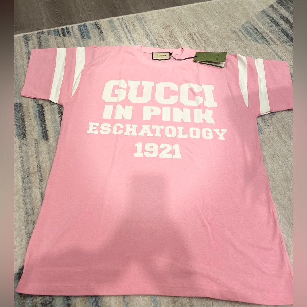 GUCCI Cotton Jersey Women T-Shirt Sugar Pink Size M 655459 5904